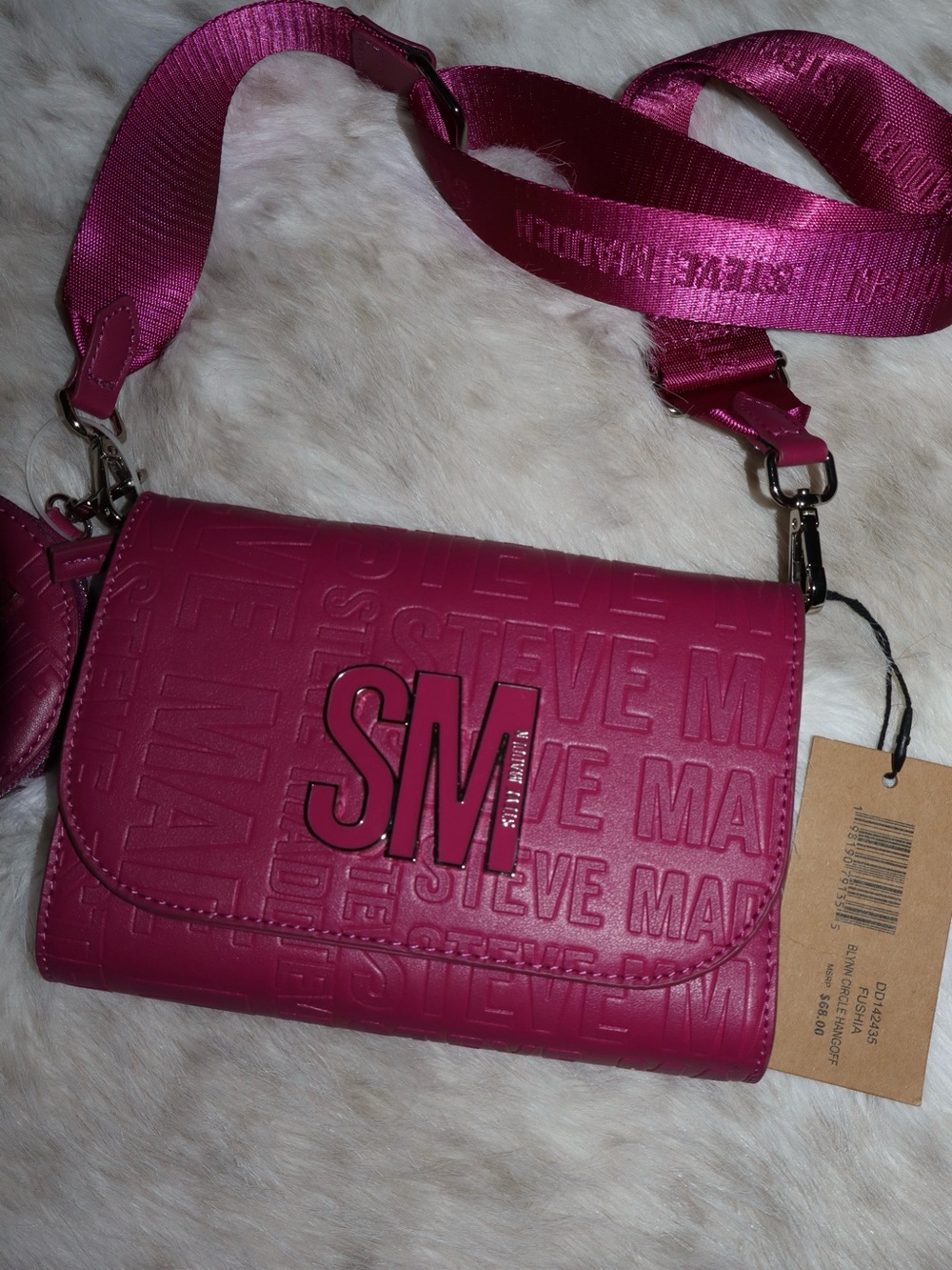 Steve Madden Raspberry Pink Embossed Leather Crossbody Bag